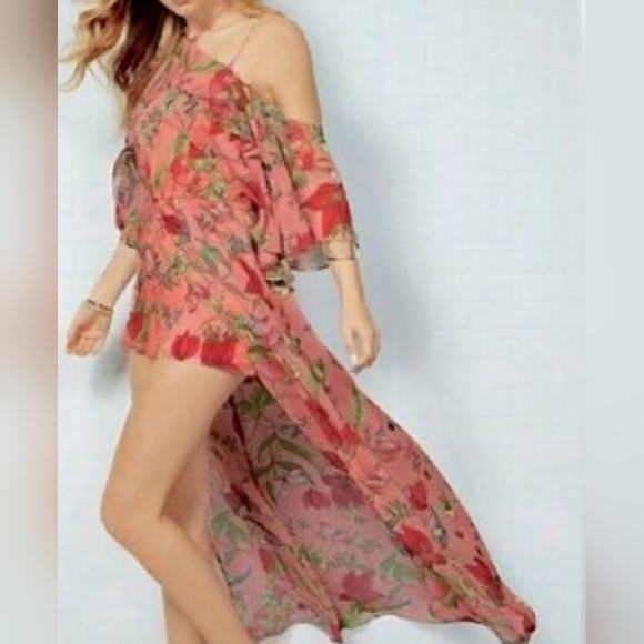 Gianni Bini Pink & Green Floral Jumpsuit/Romper Dillard's Size M - Picture 1 of 8